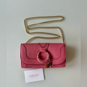 NEW See by Chloé Leather Hana Continental Wallet on Gold Chain $385.00